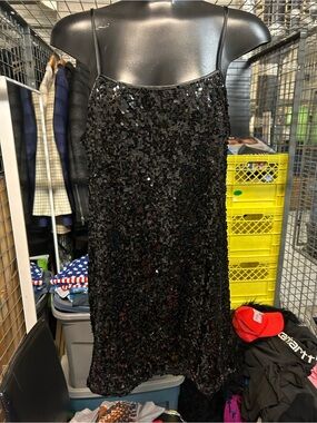 Brand new shiny Black Sequin Slip dress- Elegant Women's Evening L